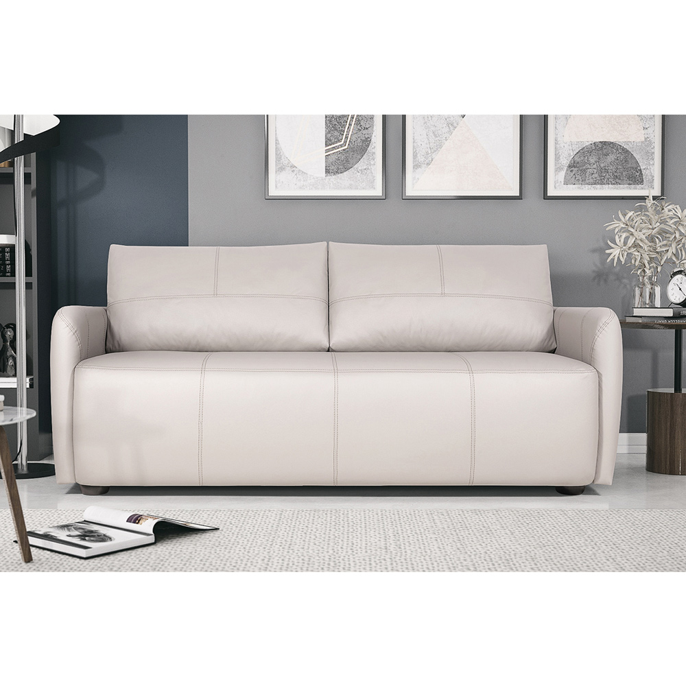 Sofá Decorativo Sala de Estar Lily 3 Lugares 220cm Couro Off White G34 - Gran Belo