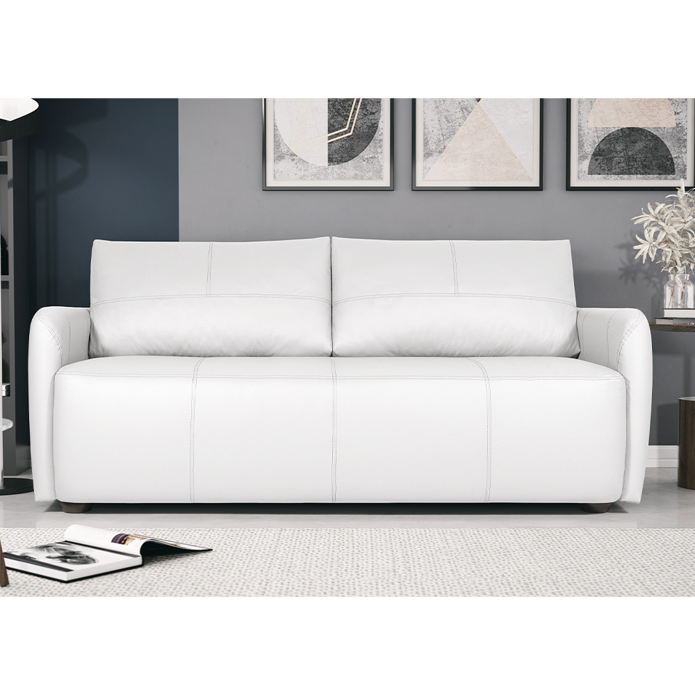Sofá Decorativo Sala de Estar Lily 3 Lugares 240cm Couro Branco G34 - Gran Belo