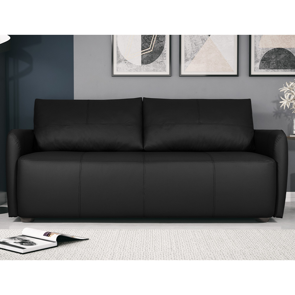 Sofá Decorativo Sala de Estar Lily 3 Lugares 240cm Couro Preto G34 - Gran Belo