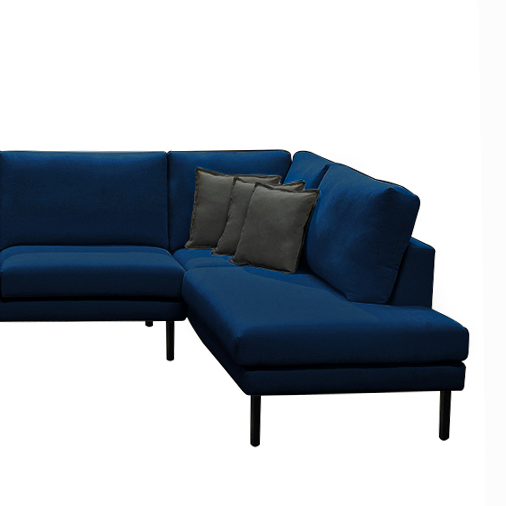 Sofá Decorativo Sala de Estar Osaka 430cm Modulado em U com Almofadas Pés em Madeira Linho Azul Marinho G89 - Gran Belo