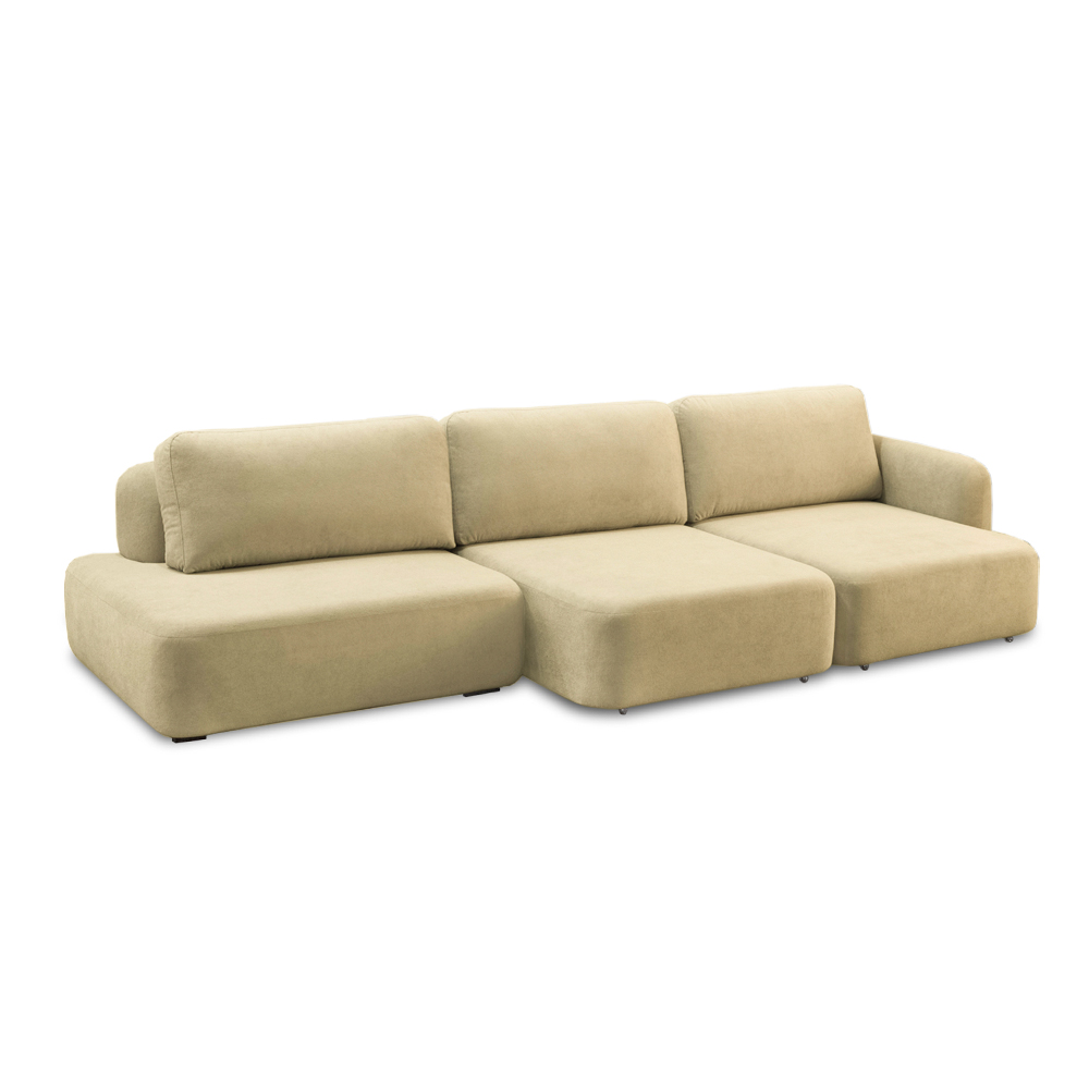 Sofá Decorativo Santiago 4 Lugares 282cm Sala de Estar Retrátil Modulado Bouclê Bege G89 - Gran Belo