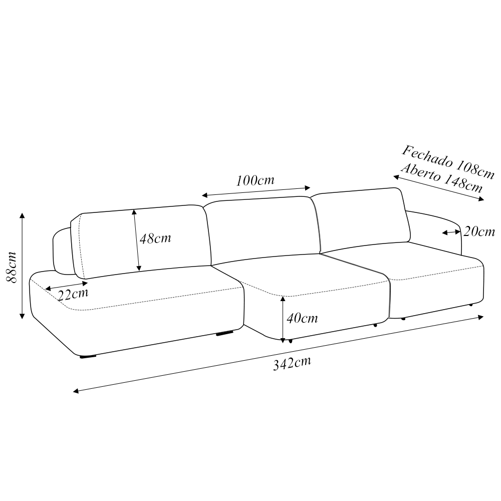 Sofá Decorativo Santiago 5 Lugares 342cm Sala de Estar Retrátil Modulado Bouclê Bege G89 - Gran Belo