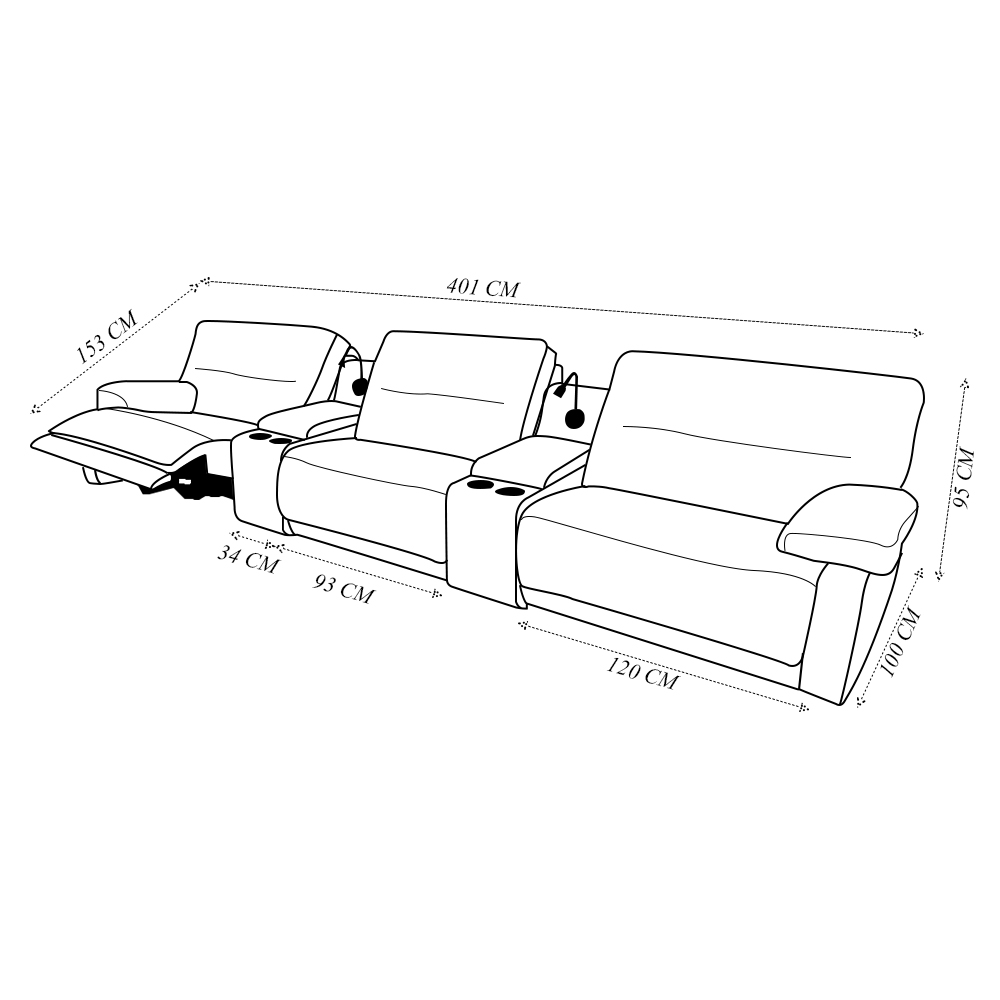 Sofá Decorativo Swift Elétrico Reclinável c/Porta Copos Baú Cooler Linho Cinza G81 - Gran Belo