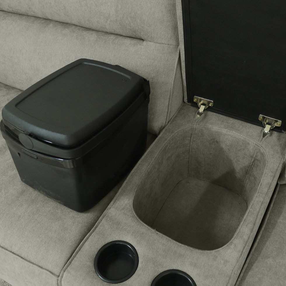 Sofá Decorativo Swift Elétrico Reclinável c/Porta Copos Baú Cooler Linho Cinza G81 - Gran Belo