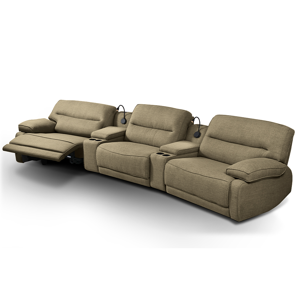 Sofá Decorativo Swift c/Porta Copos Baú Cooler Reclinável Retrátil Linho Castor G81 - Gran Belo