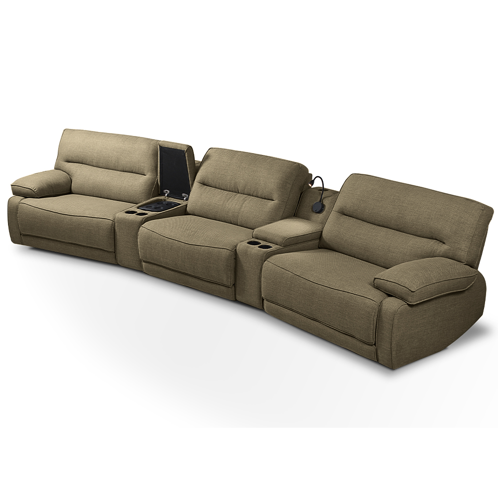 Sofá Decorativo Swift c/Porta Copos Baú Cooler Reclinável Retrátil Linho Castor G81 - Gran Belo