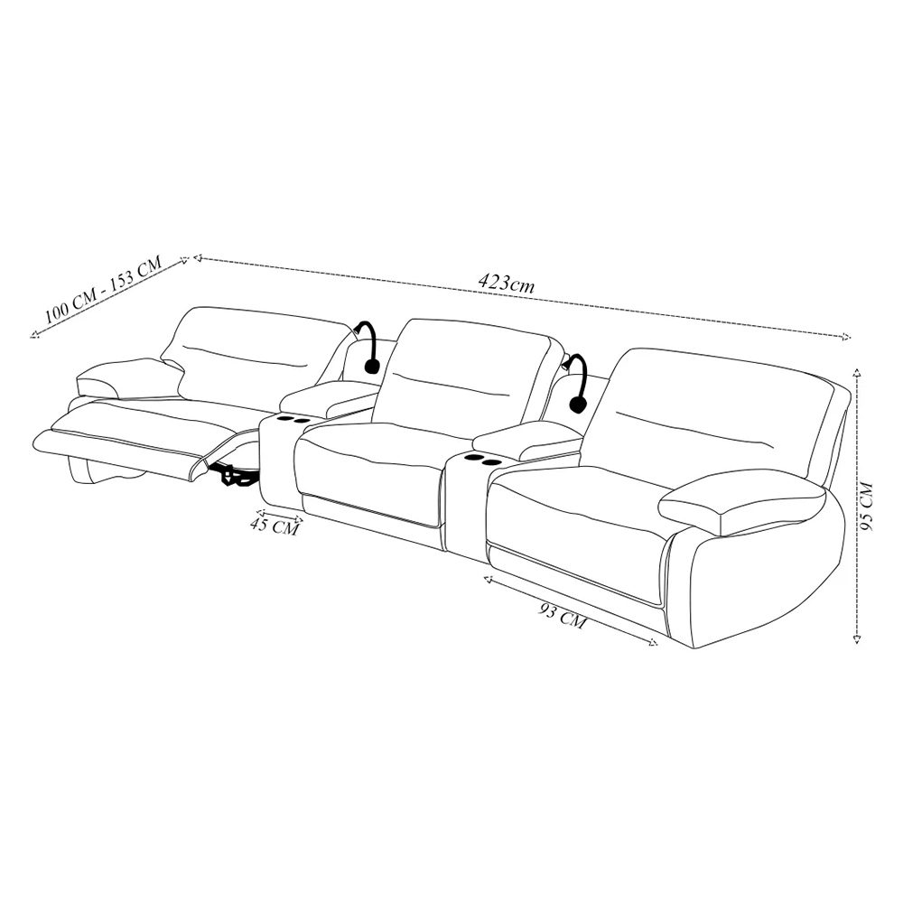 Sofá Decorativo Swift c/Porta Copos Baú Cooler Reclinável Retrátil Linho Cinza G81 - Gran Belo