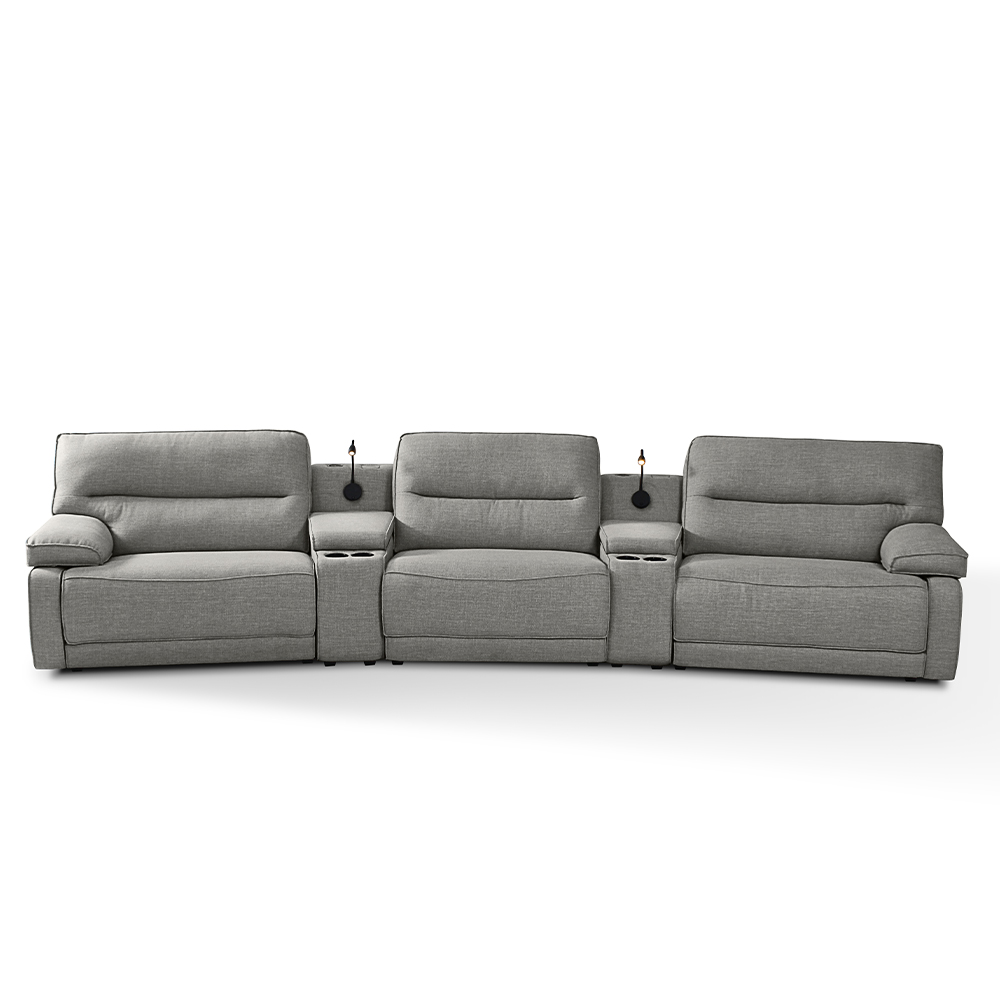 Sofá Decorativo Swift c/Porta Copos Baú Cooler Reclinável Retrátil Linho Cinza G81 - Gran Belo