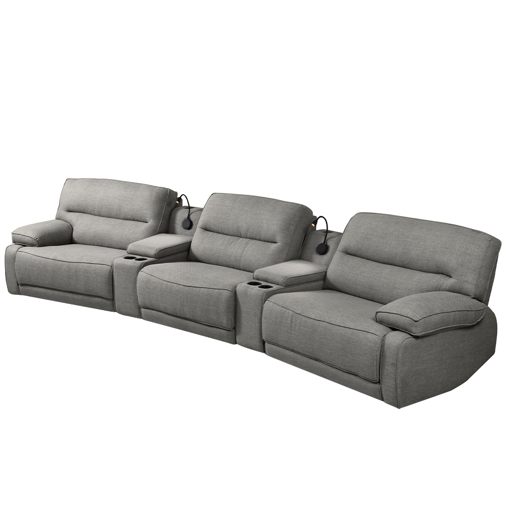 Sofá Decorativo Swift c/Porta Copos Baú Cooler Reclinável Retrátil Linho Cinza G81 - Gran Belo