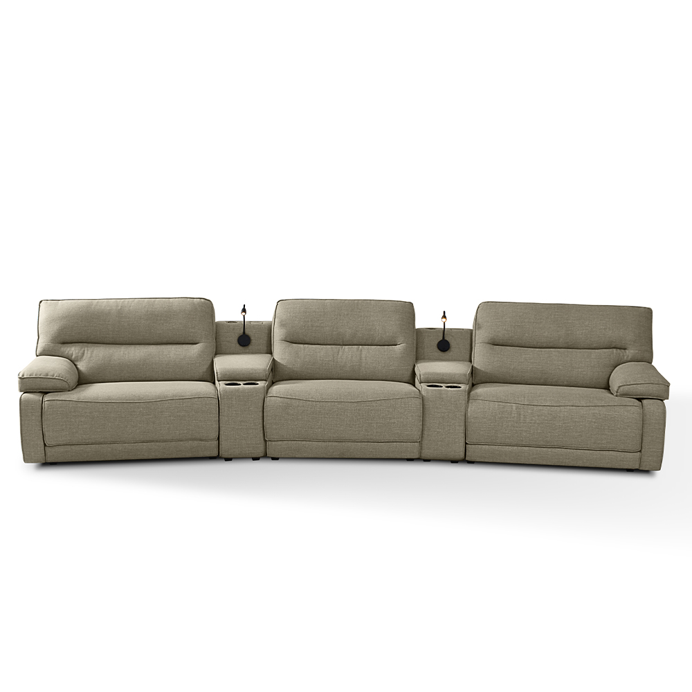 Sofá Decorativo Swift c/Porta Copos Baú Cooler Reclinável Retrátil Linho Nude G81 - Gran Belo