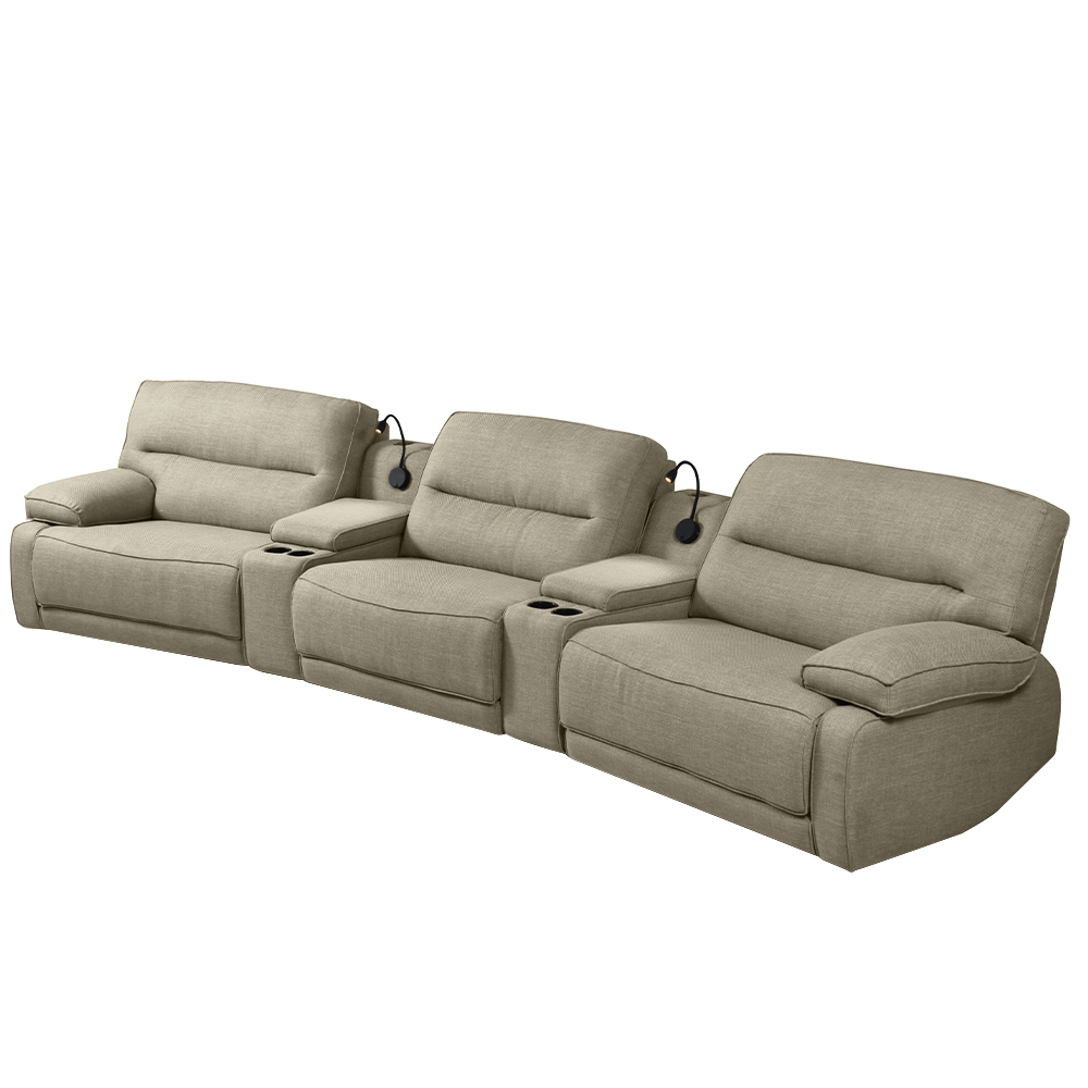 Sofá Decorativo Swift c/Porta Copos Baú Cooler Reclinável Retrátil Linho Nude G81 - Gran Belo