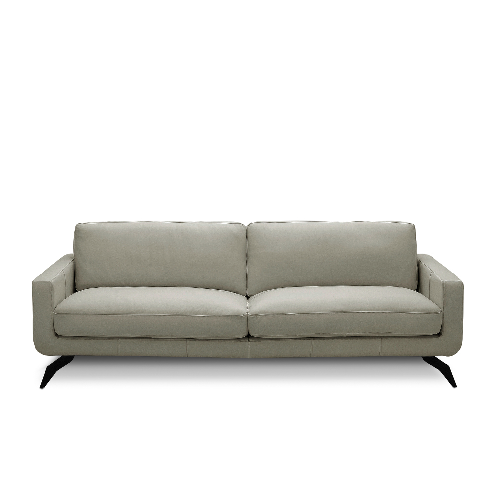 Sofá Decorativo Thalia 3 Lugares Sala de estar 210cm Pés em Aço Couro Bege G88 - Gran Belo