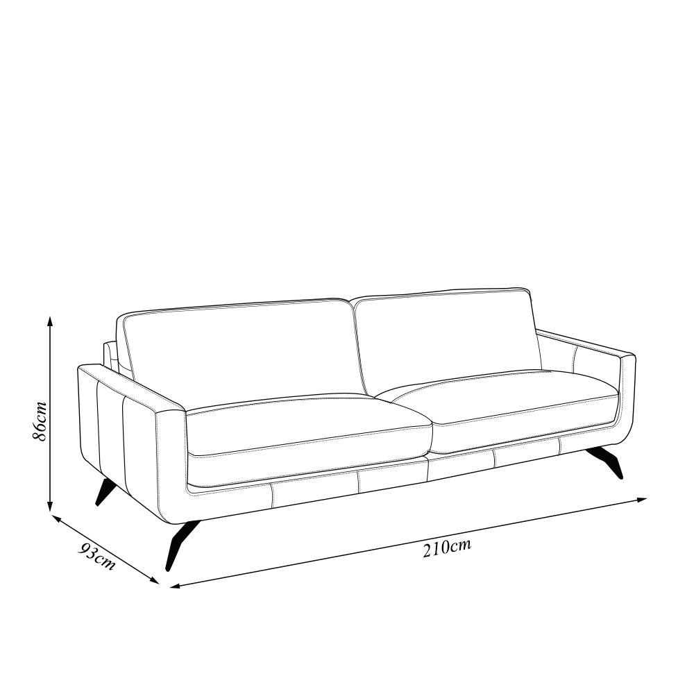 Sofá Decorativo Thalia 3 Lugares Sala de estar 210cm Pés em Aço Couro Bege G88 - Gran Belo