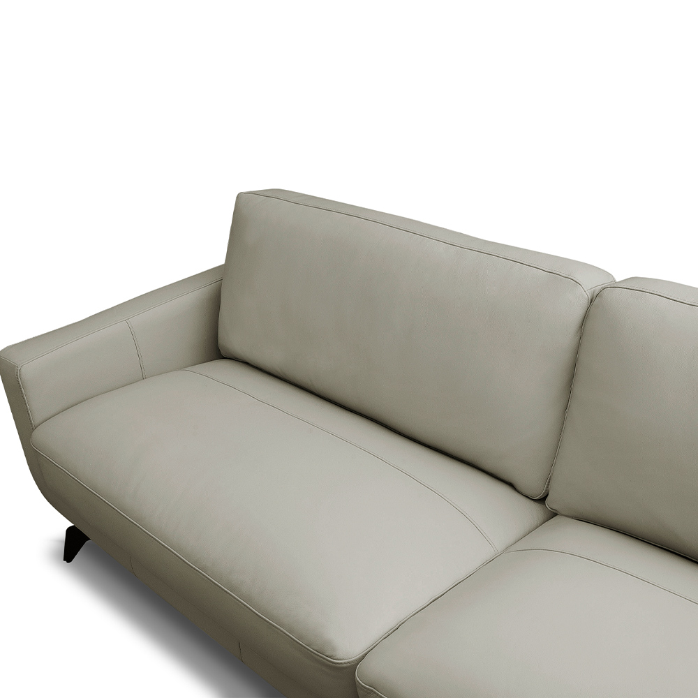 Sofá Decorativo Thalia 3 Lugares Sala de estar 210cm Pés em Aço Couro Bege G88 - Gran Belo