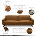 Sofá Decorativo Thalia 3 Lugares Sala de estar 210cm Pés em Aço Couro Caramelo G88 - Gran Belo