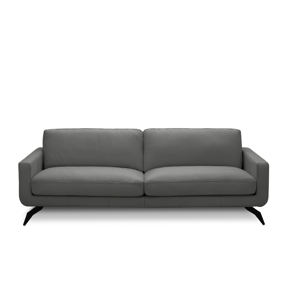 Sofá Decorativo Thalia 3 Lugares Sala de estar 210cm Pés em Aço Couro Grafite G88 - Gran Belo