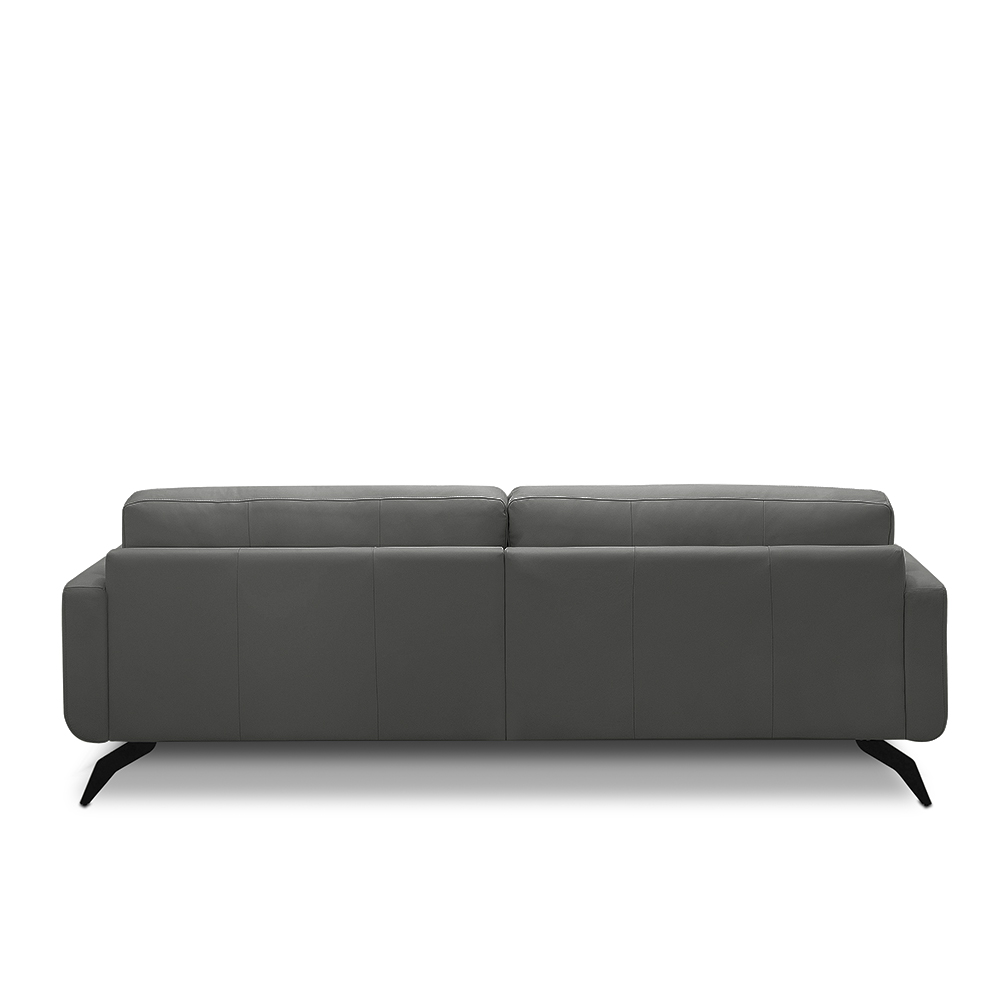 Sofá Decorativo Thalia 3 Lugares Sala de estar 210cm Pés em Aço Couro Grafite G88 - Gran Belo