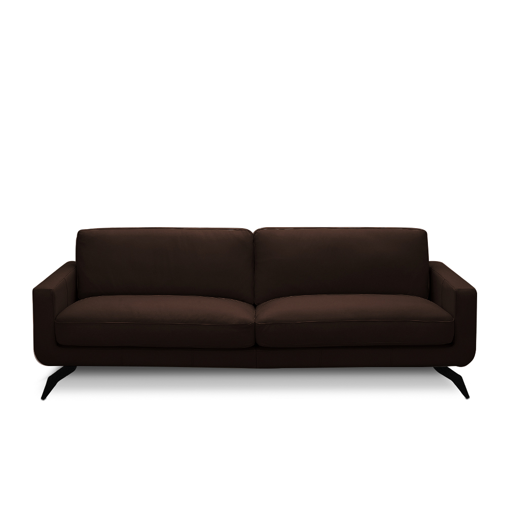Sofá Decorativo Thalia 3 Lugares Sala de estar 210cm Pés em Aço Couro Marrom Chocolate G88 - Gran Belo