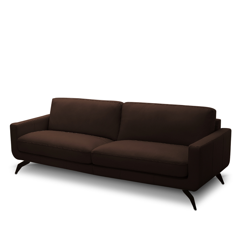 Sofá Decorativo Thalia 3 Lugares Sala de estar 210cm Pés em Aço Couro Marrom Chocolate G88 - Gran Belo