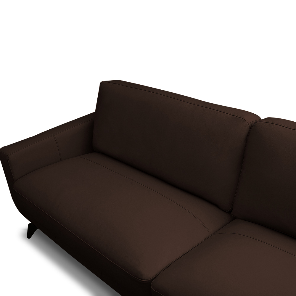 Sofá Decorativo Thalia 3 Lugares Sala de estar 210cm Pés em Aço Couro Marrom Chocolate G88 - Gran Belo