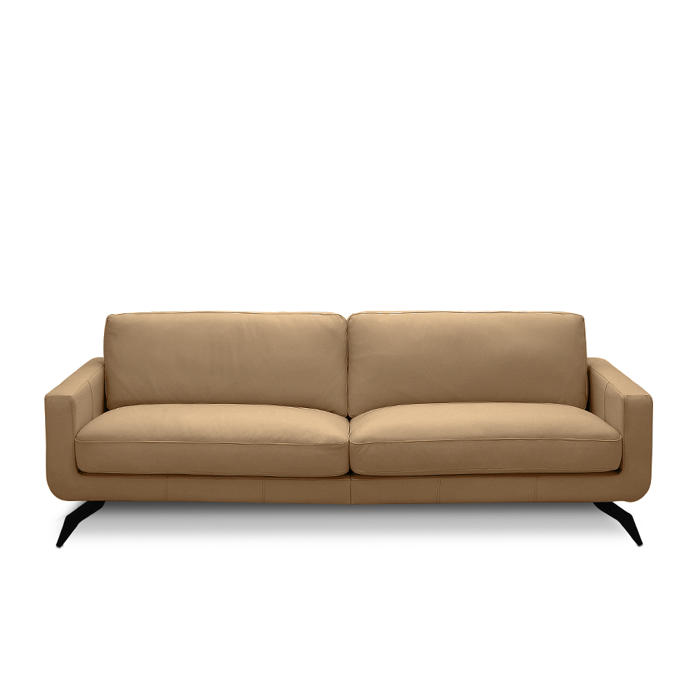 Sofá Decorativo Thalia 3 Lugares Sala de estar 210cm Pés em Aço Couro Nude G88 - Gran Belo