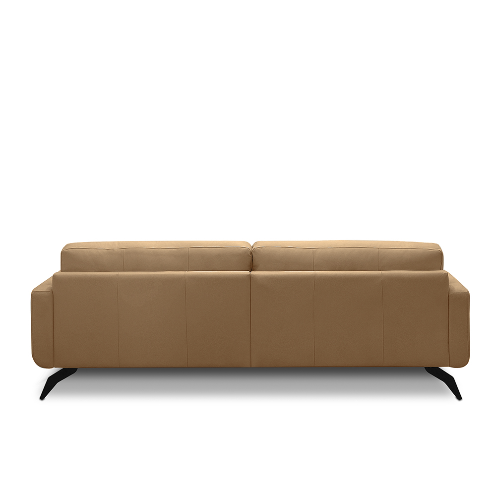 Sofá Decorativo Thalia 3 Lugares Sala de estar 210cm Pés em Aço Couro Nude G88 - Gran Belo