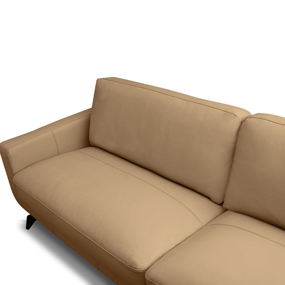 Sofá Decorativo Thalia 3 Lugares Sala de estar 210cm Pés em Aço Couro Nude G88 - Gran Belo
