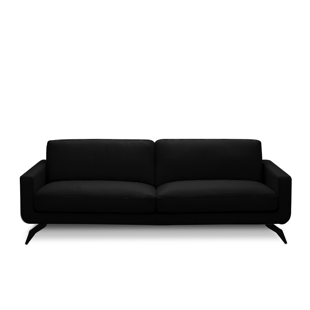 Sofá Decorativo Thalia 3 Lugares Sala de estar 210cm Pés em Aço Couro Preto G88 - Gran Belo