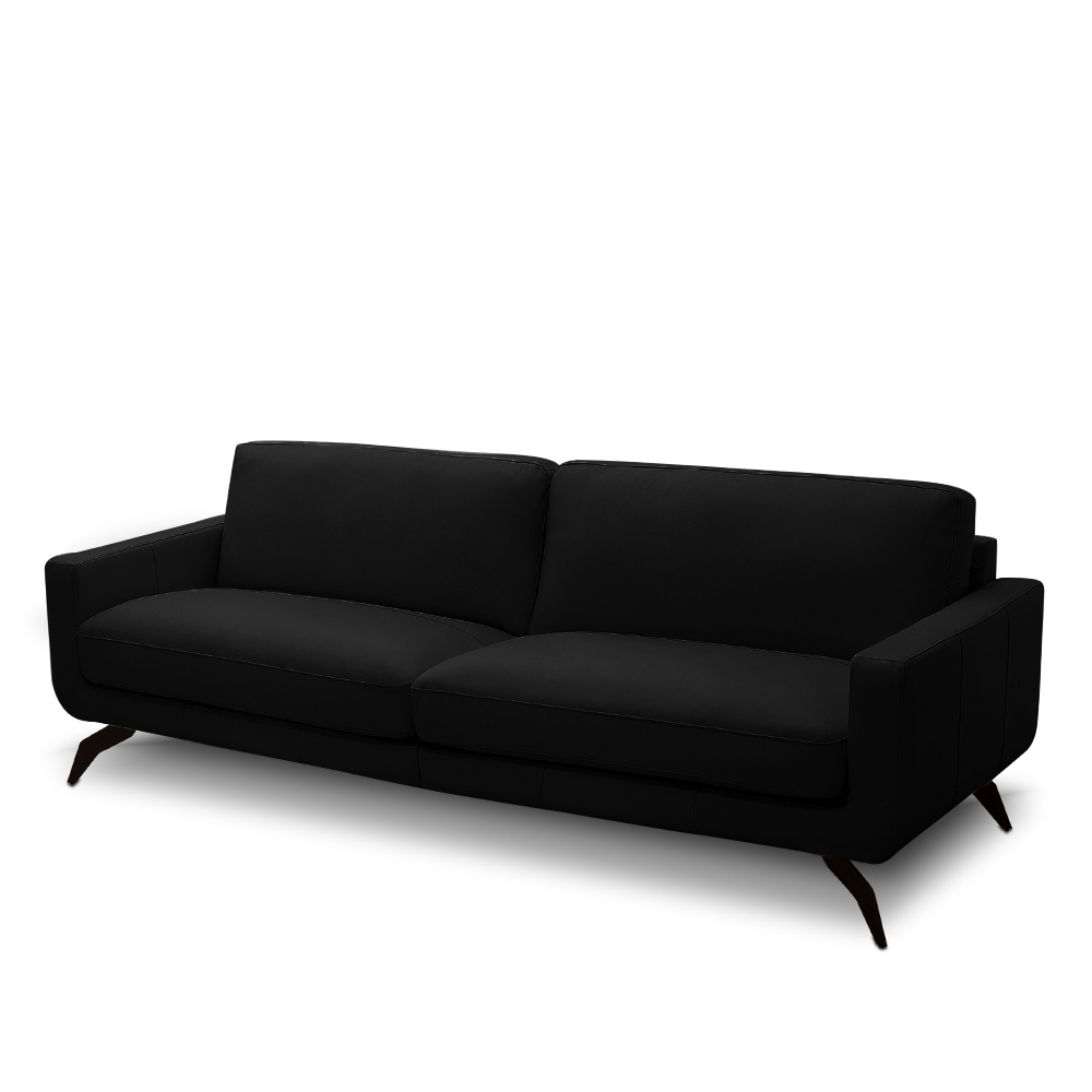 Sofá Decorativo Thalia 3 Lugares Sala de estar 210cm Pés em Aço Couro Preto G88 - Gran Belo