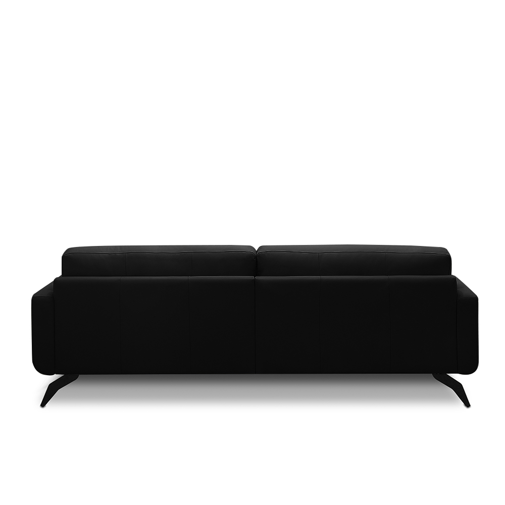 Sofá Decorativo Thalia 3 Lugares Sala de estar 210cm Pés em Aço Couro Preto G88 - Gran Belo