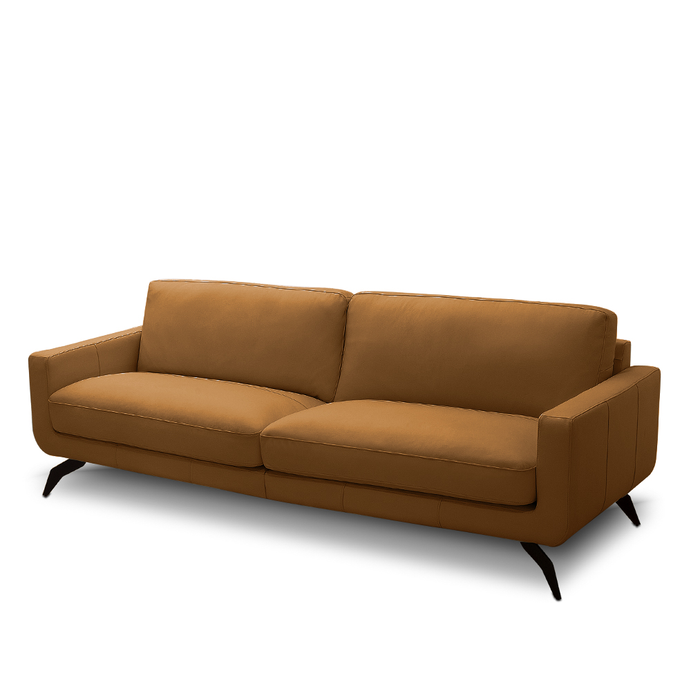Sofá Decorativo Thalia 3 Lugares Sala de estar 240cm Pés em Aço Couro Caramelo G88 - Gran Belo