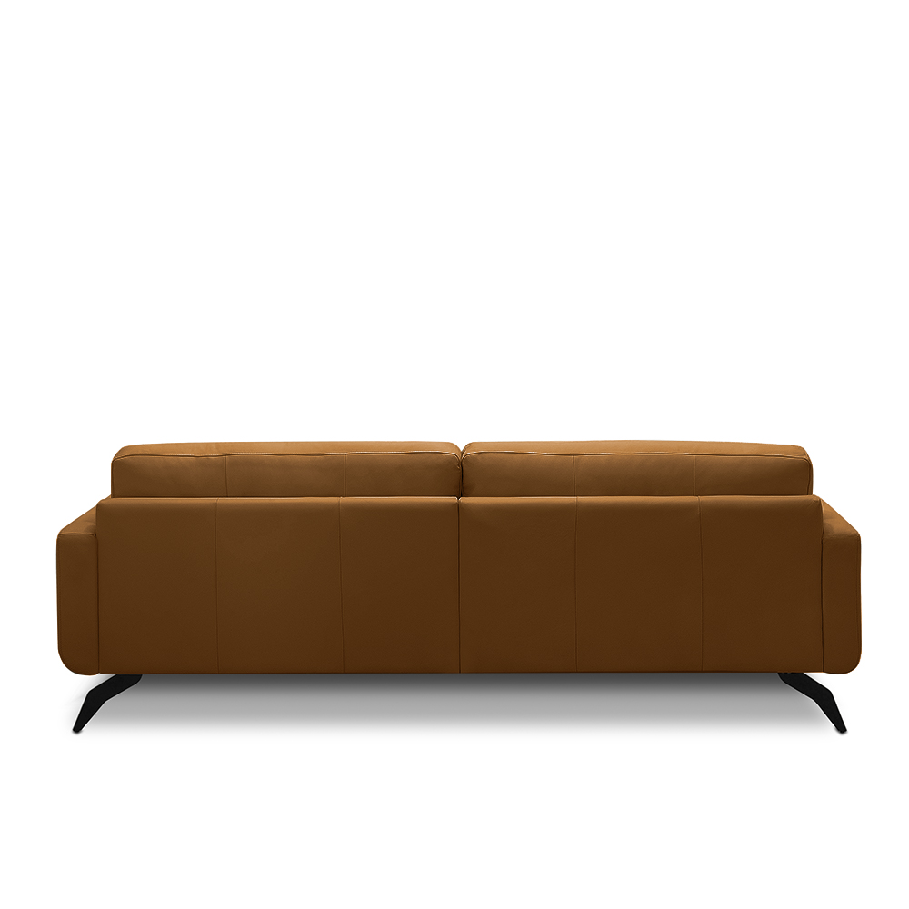 Sofá Decorativo Thalia 3 Lugares Sala de estar 240cm Pés em Aço Couro Caramelo G88 - Gran Belo