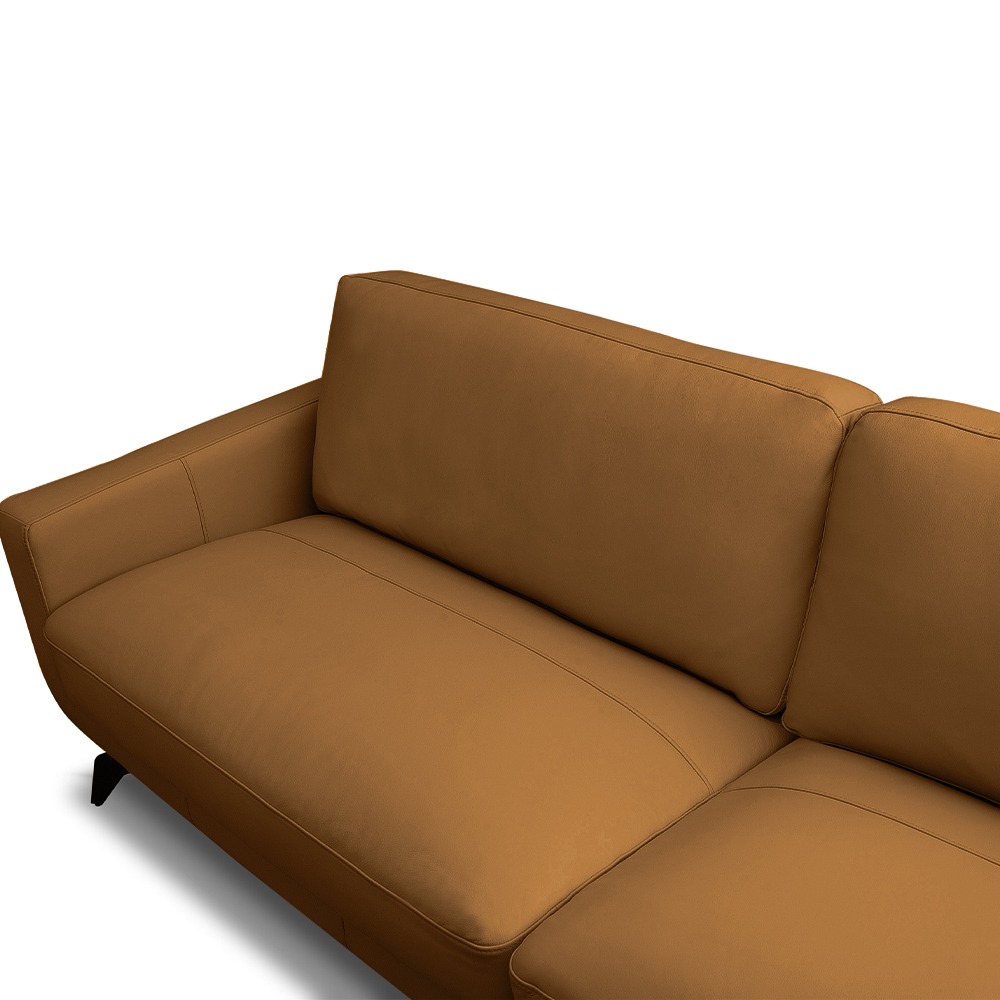 Sofá Decorativo Thalia 3 Lugares Sala de estar 240cm Pés em Aço Couro Caramelo G88 - Gran Belo