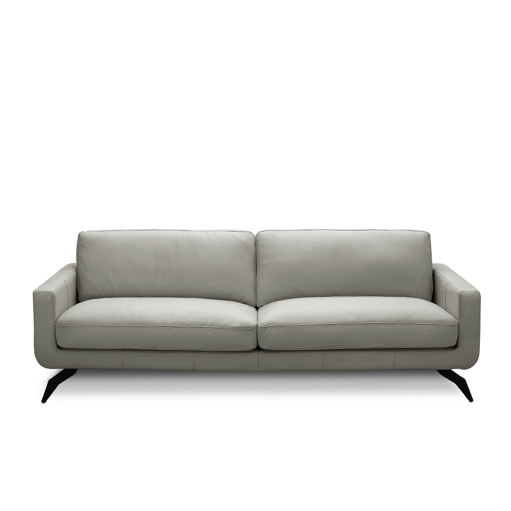 Sofá Decorativo Thalia 3 Lugares Sala de estar 240cm Pés em Aço Couro Off White G88 - Gran Belo
