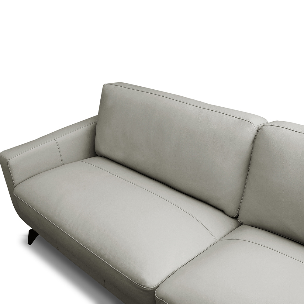 Sofá Decorativo Thalia 3 Lugares Sala de estar 240cm Pés em Aço Couro Off White G88 - Gran Belo