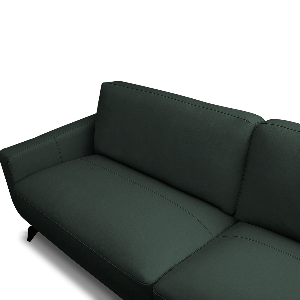 Sofá Decorativo Thalia 3 Lugares Sala de estar 240cm Pés em Aço Couro Verde Musgo G88 - Gran Belo