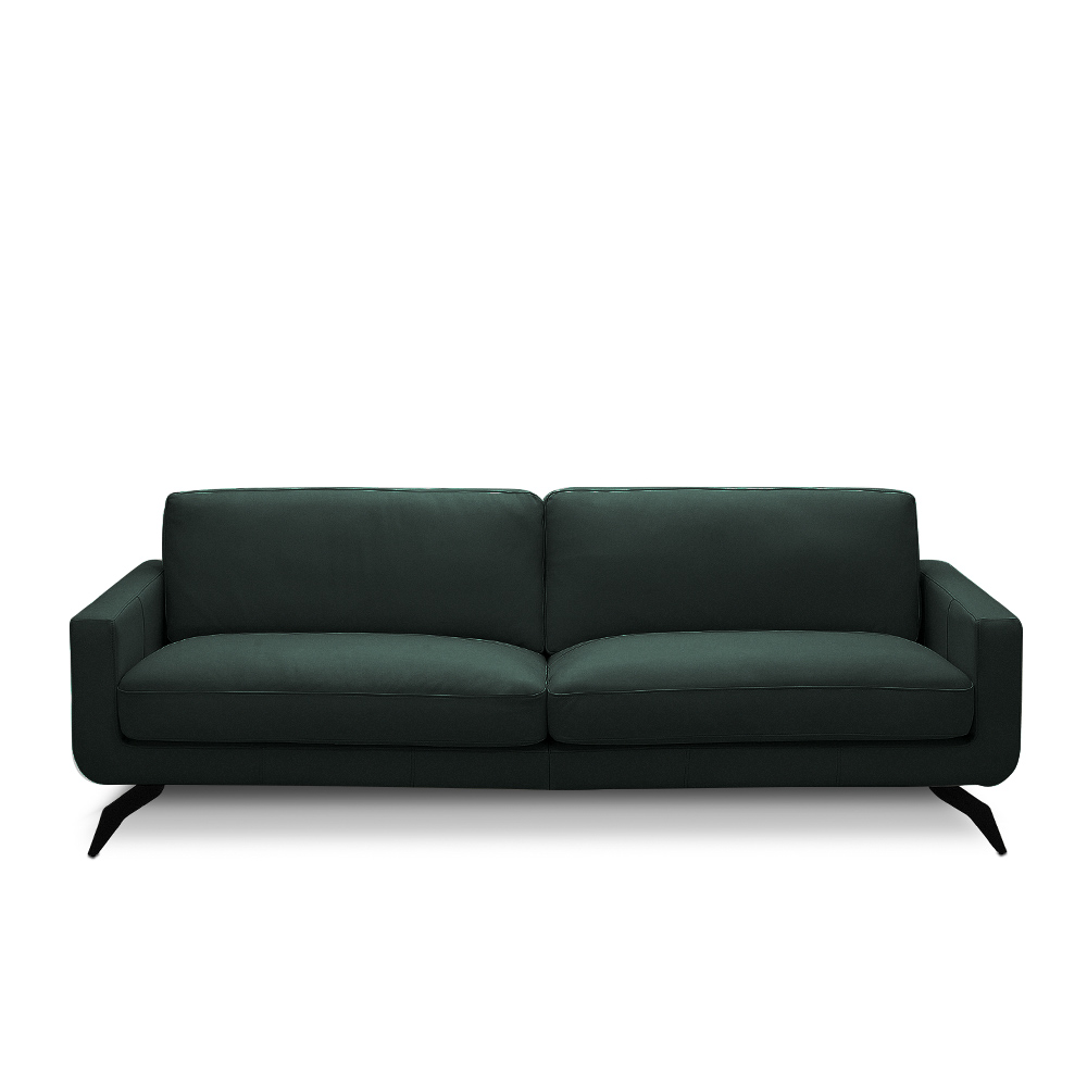 Sofá Decorativo Thalia 4 Lugares Sala de estar 270cm Pés em Aço Couro Verde Musgo G88 - Gran Belo