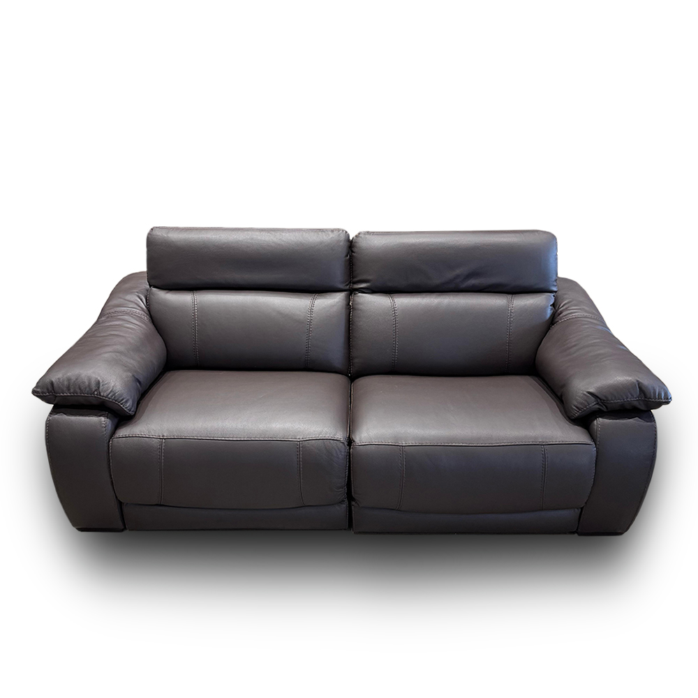 Sofá Elétrico Sala de Estar Reclinável Concepción U076 224cm Modulado Botão Elétrico Couro Marrom G49 - Idea Relax By Natuzzi Group