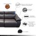 Sofá Elétrico Sala de Estar Reclinável Concepción U076 224cm Modulado Botão Elétrico Couro Marrom G49 - Idea Relax By Natuzzi Group