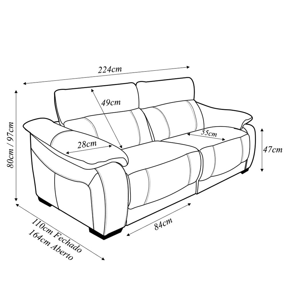 Sofá Elétrico Sala de Estar Reclinável Concepción U076 224cm Modulado Botão Elétrico Couro Marrom G49 - Idea Relax By Natuzzi Group