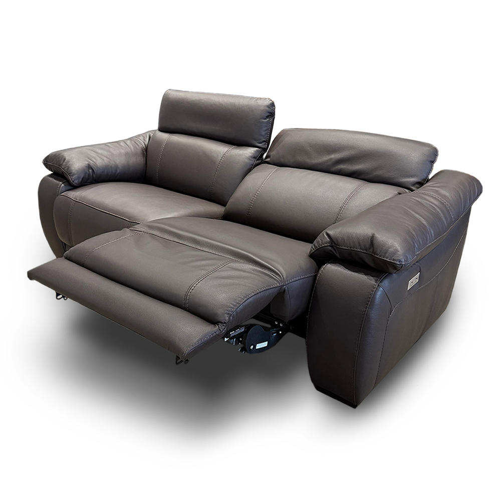 Sofá Elétrico Sala de Estar Reclinável Concepción U076 224cm Modulado Botão Elétrico Couro Marrom G49 - Idea Relax By Natuzzi Group