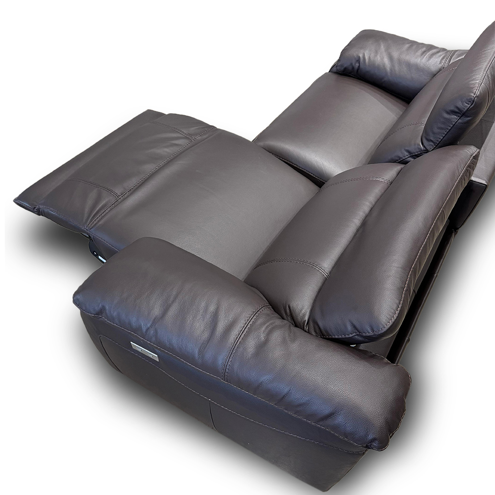 Sofá Elétrico Sala de Estar Reclinável Concepción U076 224cm Modulado Botão Elétrico Couro Marrom G49 - Idea Relax By Natuzzi Group