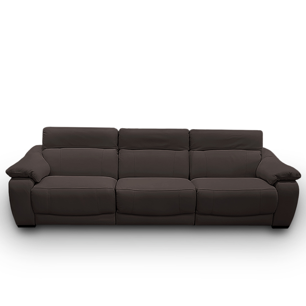 Sofá Elétrico Sala de Estar Reclinável Concepción U076 308cm Modulado Botão Elétrico Couro Marrom G49 - Idea Relax By Natuzzi Group