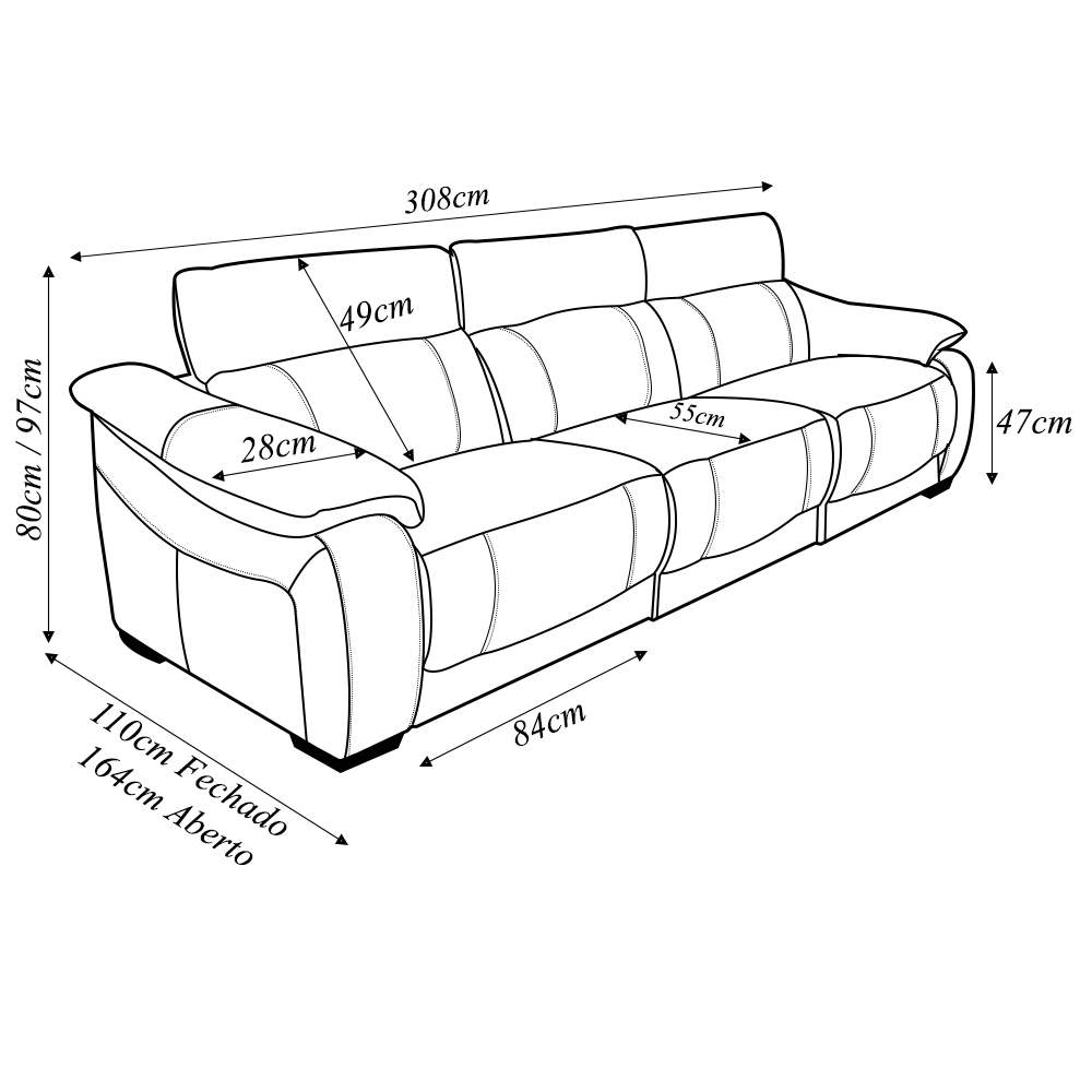 Sofá Elétrico Sala de Estar Reclinável Concepción U076 308cm Modulado Botão Elétrico Couro Marrom G49 - Idea Relax By Natuzzi Group