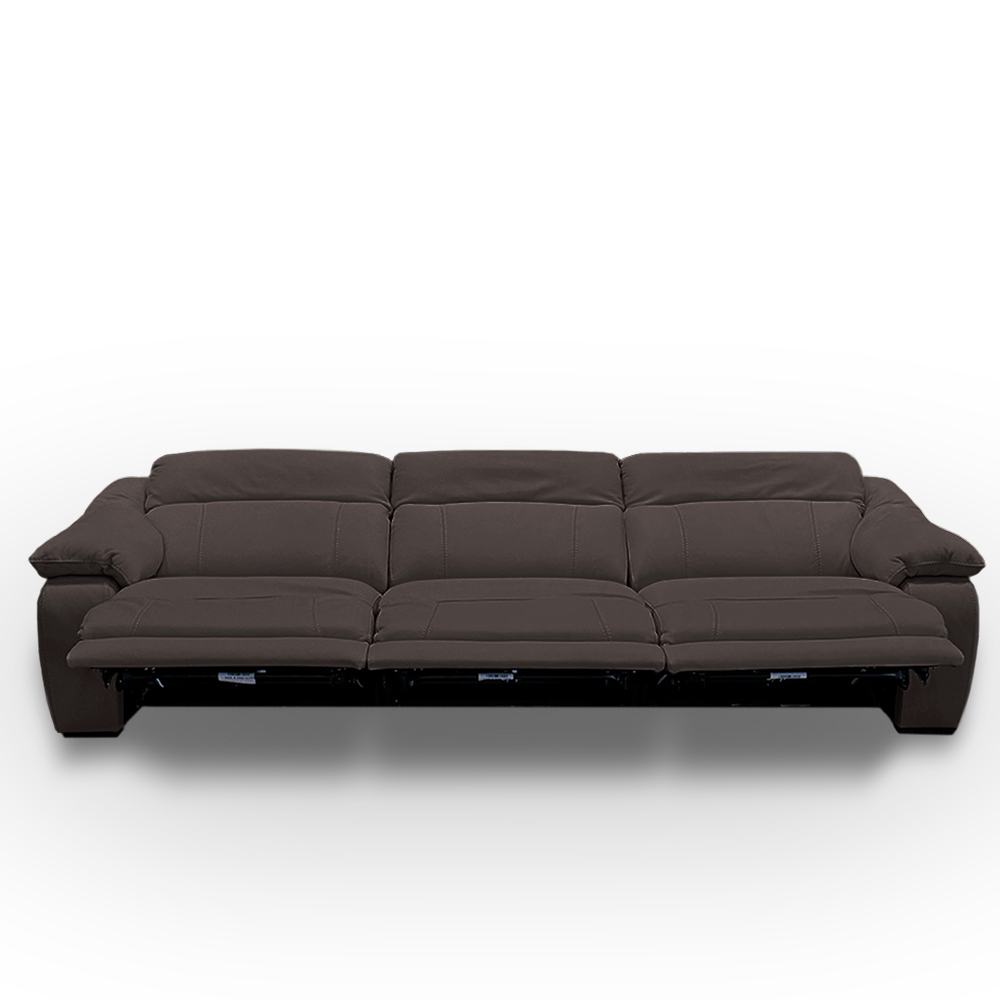 Sofá Elétrico Sala de Estar Reclinável Concepción U076 308cm Modulado Botão Elétrico Couro Marrom G49 - Idea Relax By Natuzzi Group