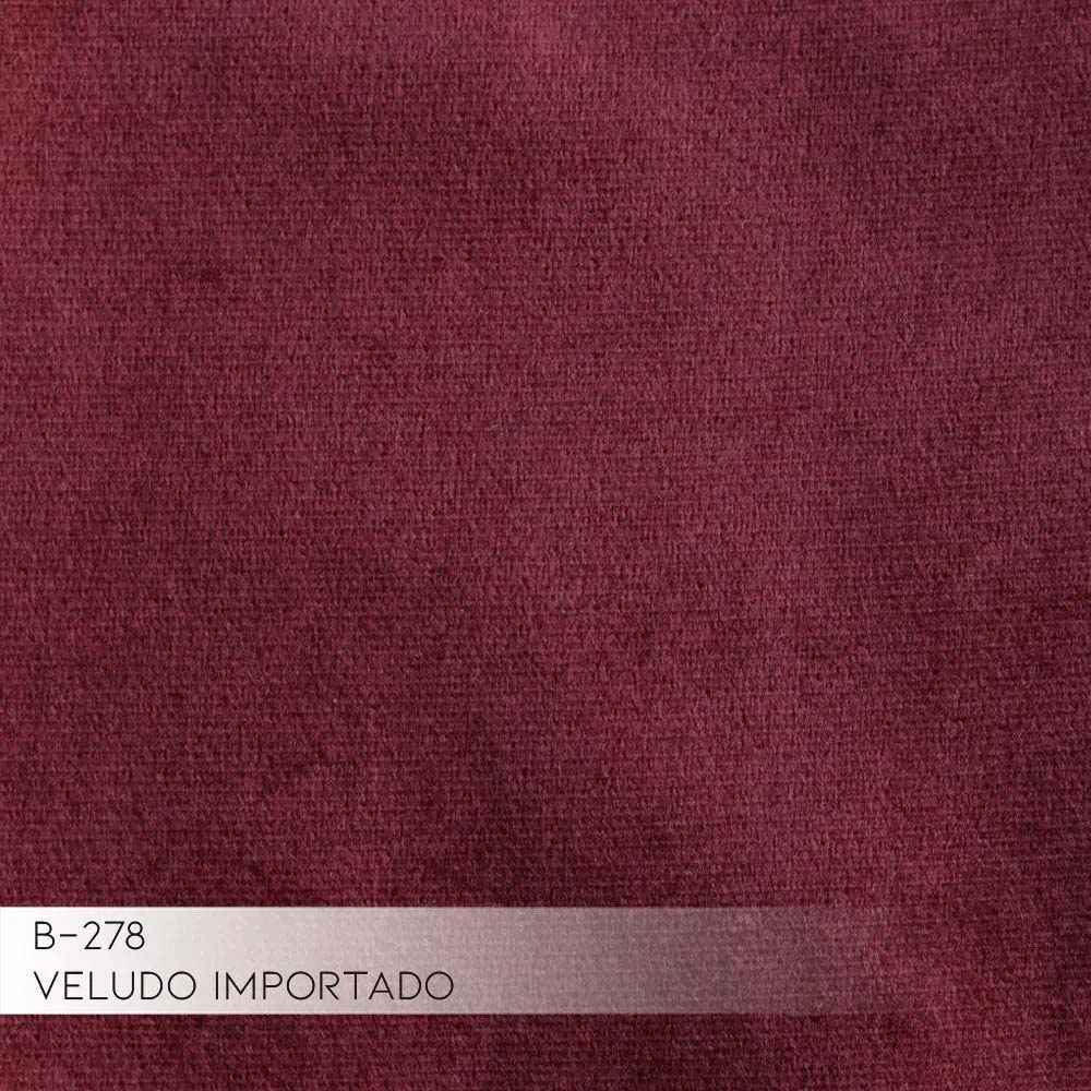 Sofá Euro 3 Lugares Bipartido Base em Madeira com Chaise Lado Esquerdo 245cm Veludo Vinho G15 - Gran Belo