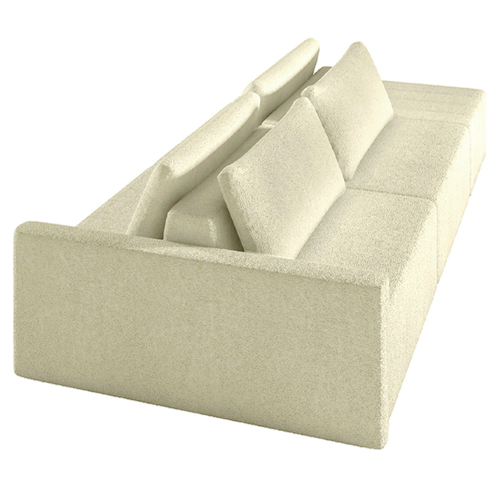 Sofá Ilha Modulado Milos 232cm Puff Lateral Bouclê Off White G33 - Gran Belo