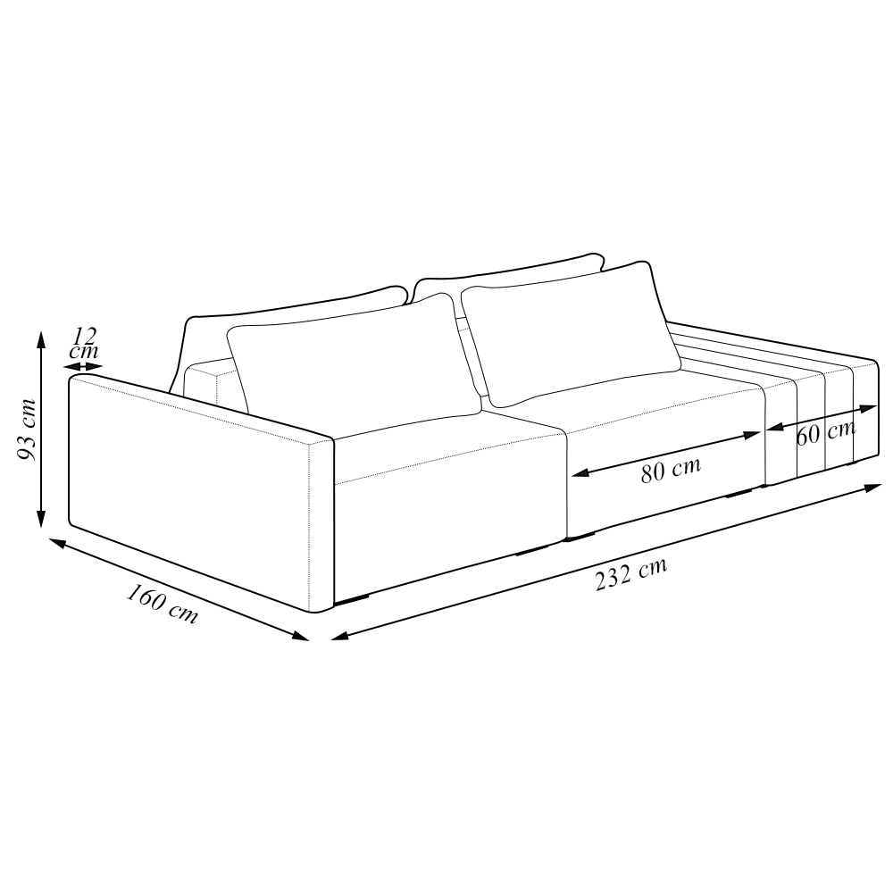 Sofá Ilha Modulado Milos 232cm Puff Lateral Linho Cinza Escuro G33 - Gran Belo