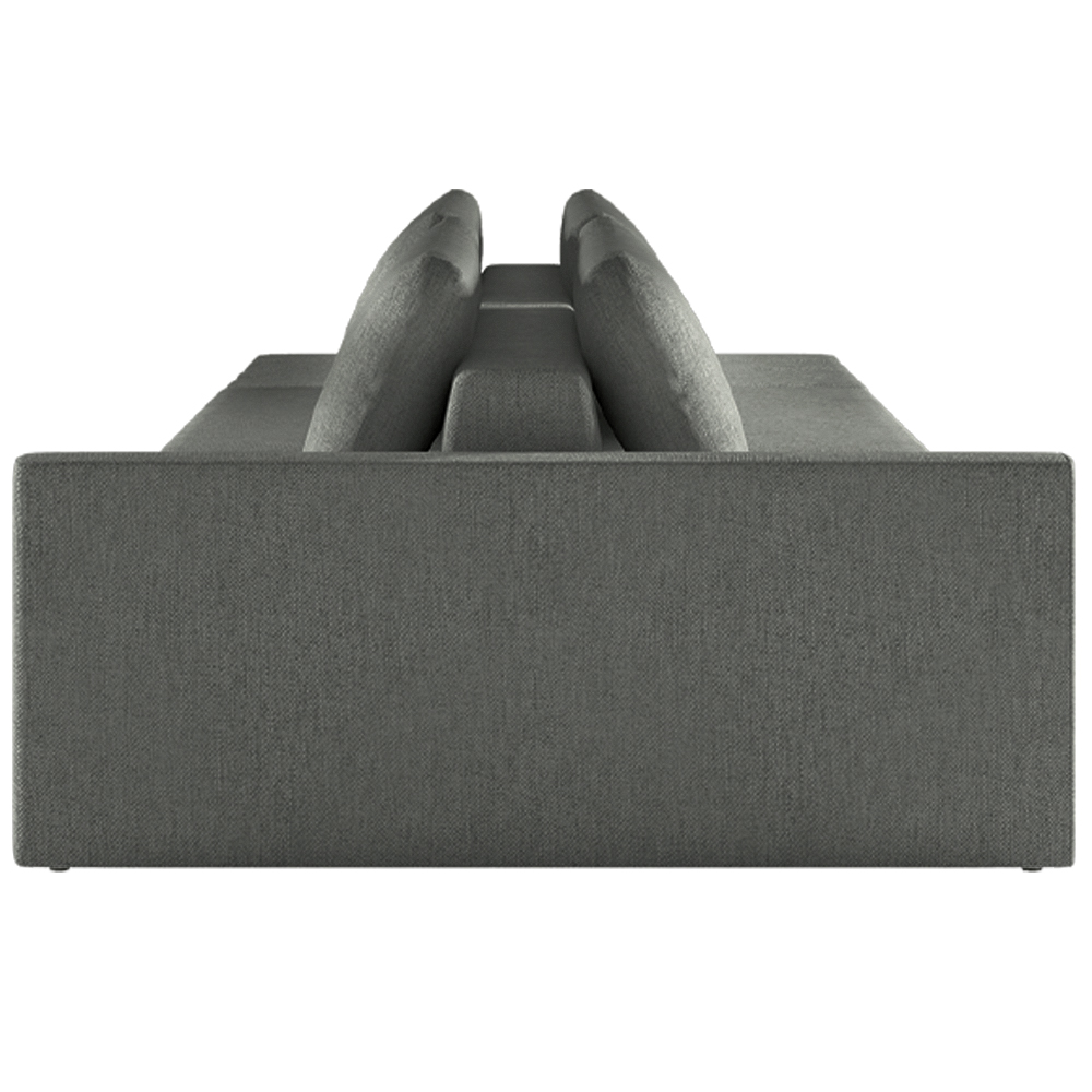 Sofá Ilha Modulado Milos 232cm Puff Lateral Linho Cinza Escuro G33 - Gran Belo