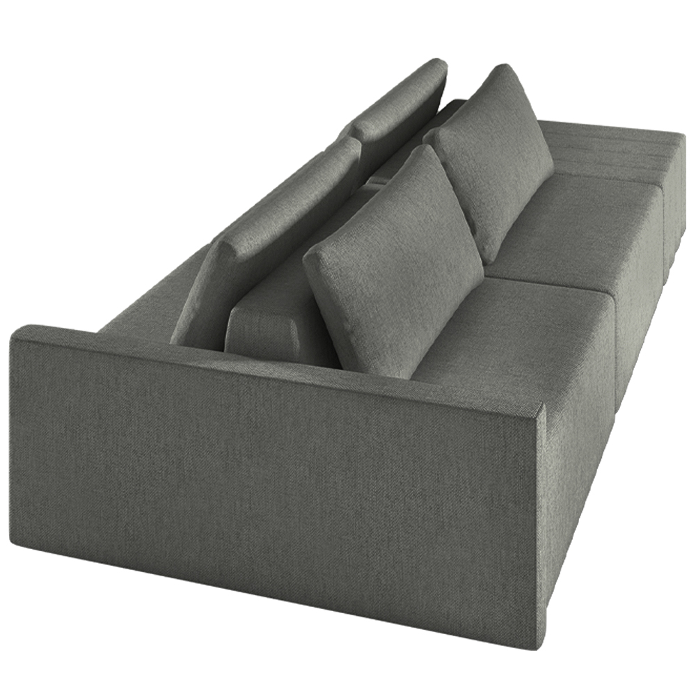Sofá Ilha Modulado Milos 232cm Puff Lateral Linho Cinza Escuro G33 - Gran Belo